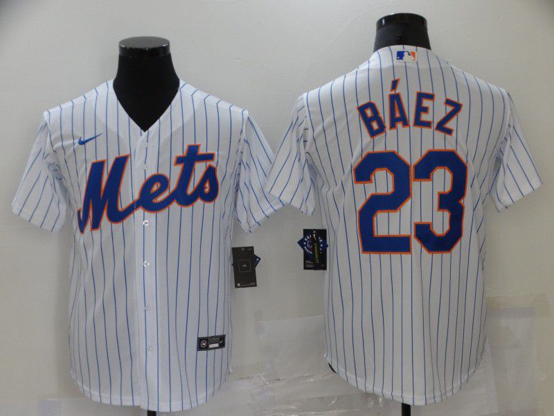 Men New York Mets #23 Baez White Game 2021 Nike MLB Jersey->new york mets->MLB Jersey